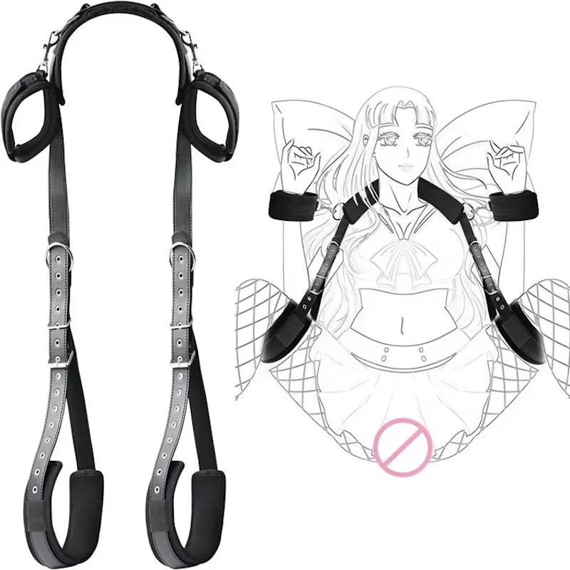 Bdsm sexo algemas restrições perna aberta tornozelo algemas sm bondage arnês cam - Imagem 8
