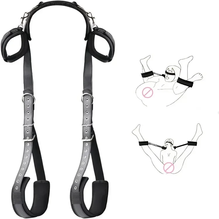 Bdsm sexo algemas restrições perna aberta tornozelo algemas sm bondage arnês cam - Imagem 10