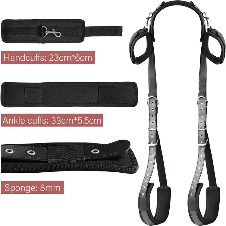 Bdsm sexo algemas restrições perna aberta tornozelo algemas sm bondage arnês cam - Imagem 4