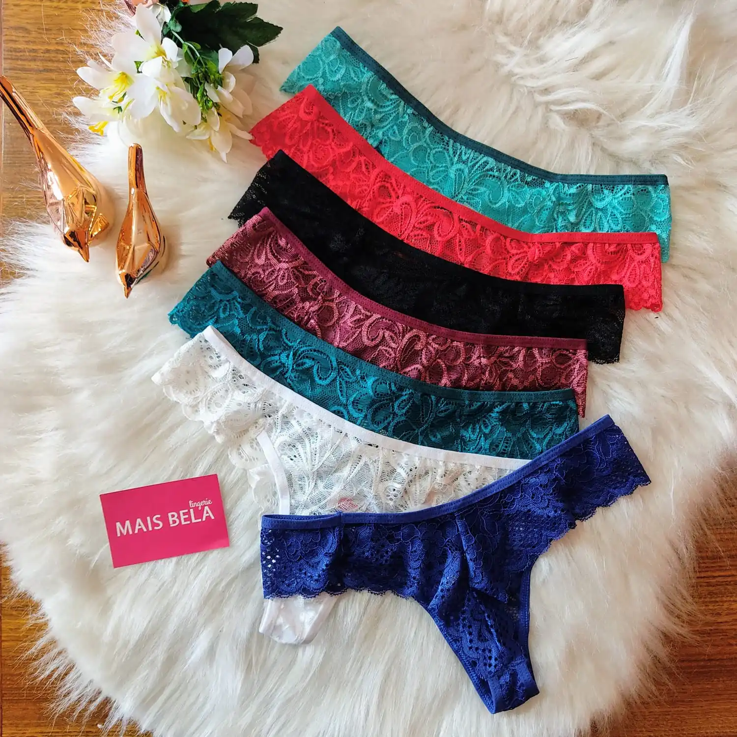 Calcinha Fio Rendada/Renda - Moda Íntima Lingerie Sensual Conforto Beleza Sexy - Imagem 2