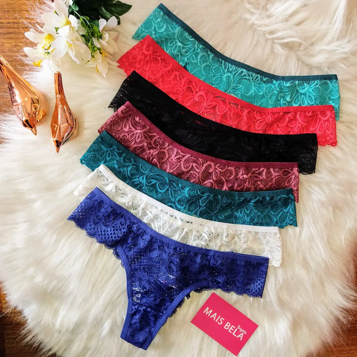 Calcinha Fio Rendada/Renda - Moda Íntima Lingerie Sensual Conforto Beleza Sexy - Imagem 3